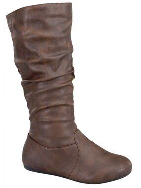 Wells Collection Size 9 Boots Slouch Design Brown Faux Leather Inside Zipper